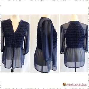 Sheer Ruffle Blouse, Size L